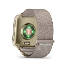 Load image into Gallery viewer, Garmin Venu X1 Soft Gold with Titanium Caseback and French Gray Nylon Band