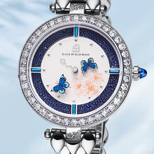 Load image into Gallery viewer, Black By Blue Brave Butterfly Lovers 34mm (4B11135) Blue Dial Moving Butterfly Hands Silver Bracelet Watch (Copy) (Copy)
