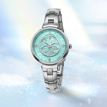 Load image into Gallery viewer, Black By Blue Brave Cherry Blossom 32mm (4B1211) Blue Mother Of Pearl Dial Genuine Diamonds Sakura Petal Hand Silver Bracelet Watch
