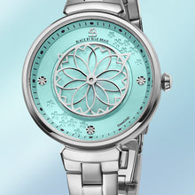 Load image into Gallery viewer, Black By Blue Brave Cherry Blossom 32mm (4B1211) Blue Mother Of Pearl Dial Genuine Diamonds Sakura Petal Hand Silver Bracelet Watch

