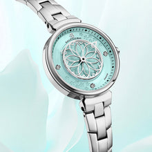 Load image into Gallery viewer, Black By Blue Brave Cherry Blossom 32mm (4B1211) Blue Mother Of Pearl Dial Genuine Diamonds Sakura Petal Hand Silver Bracelet Watch
