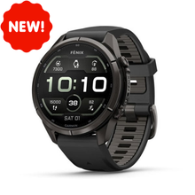 Load image into Gallery viewer, Garmin Fenix 9 Pro – 43mm Carbon Gray DLC Titanium with Black/Pebble Gray Silicone Band
