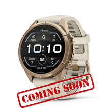 Load image into Gallery viewer, Garmin Fenix 9 Pro – 43mm Autumn Gold Titanium with Cream/Fog Gray Silicone Band
