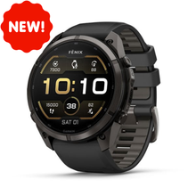 Load image into Gallery viewer, Garmin Fenix 9 Pro – 51 mm Carbon Gray DLC Titanium with Black/Pebble Gray Silicone Band

