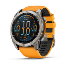 Load image into Gallery viewer, Garmin Fenix 8 AMOLED 51mm Sapphire Titanium with Spark Orange/Graphite Silicone Band
