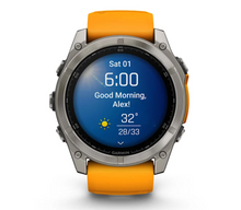 Load image into Gallery viewer, Garmin Fenix 8 AMOLED 51mm Sapphire Titanium with Spark Orange/Graphite Silicone Band
