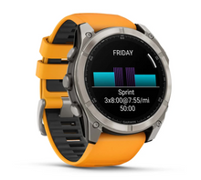 Load image into Gallery viewer, Garmin Fenix 8 AMOLED 51mm Sapphire Titanium with Spark Orange/Graphite Silicone Band
