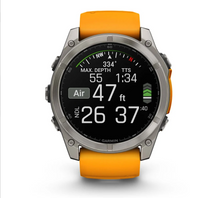 Load image into Gallery viewer, Garmin Fenix 8 AMOLED 51mm Sapphire Titanium with Spark Orange/Graphite Silicone Band
