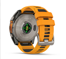 Load image into Gallery viewer, Garmin Fenix 8 AMOLED 51mm Sapphire Titanium with Spark Orange/Graphite Silicone Band
