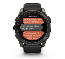 Load image into Gallery viewer, Garmin Fenix 8 AMOLED 51mm Sapphire Titanium Carbon Gray DLC with Black/Pebble Gray Silicone Band
