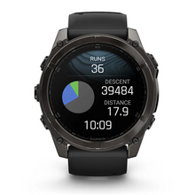 Load image into Gallery viewer, Garmin Fenix 8 AMOLED 51mm Sapphire Titanium Carbon Gray DLC with Black/Pebble Gray Silicone Band
