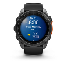 Load image into Gallery viewer, Garmin Fenix 8 AMOLED 51mm Stainless Steel Slate Gray with Black Silicone Band
