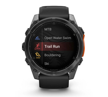 Load image into Gallery viewer, Garmin Fenix 8 AMOLED 51mm Stainless Steel Slate Gray with Black Silicone Band
