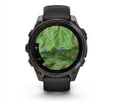 Load image into Gallery viewer, Garmin Fenix 8 AMOLED 47mm Sapphire Titanium Carbon Gray DLC with Black/Pebble Gray Silicone Band
