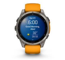 Load image into Gallery viewer, Garmin Fenix 8 AMOLED 47mm Sapphire Titanium with Spark Orange/Graphite Silicone Band
