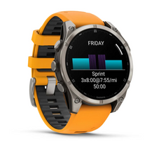 Load image into Gallery viewer, Garmin Fenix 8 AMOLED 47mm Sapphire Titanium with Spark Orange/Graphite Silicone Band
