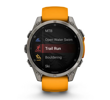 Load image into Gallery viewer, Garmin Fenix 8 AMOLED 47mm Sapphire Titanium with Spark Orange/Graphite Silicone Band
