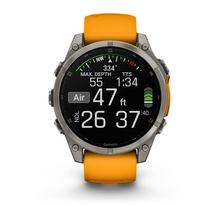 Load image into Gallery viewer, Garmin Fenix 8 AMOLED 47mm Sapphire Titanium with Spark Orange/Graphite Silicone Band
