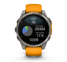 Load image into Gallery viewer, Garmin Fenix 8 AMOLED 47mm Sapphire Titanium with Spark Orange/Graphite Silicone Band
