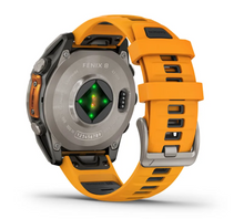 Load image into Gallery viewer, Garmin Fenix 8 AMOLED 47mm Sapphire Titanium with Spark Orange/Graphite Silicone Band
