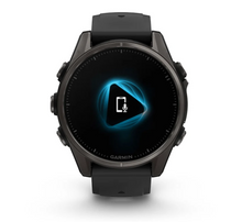 Load image into Gallery viewer, Garmin Fenix 8 AMOLED 43mm Sapphire Titanium Carbon Gray DLC with Black/Pebble Gray Silicone Band
