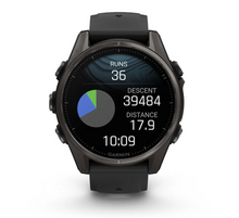 Load image into Gallery viewer, Garmin Fenix 8 AMOLED 43mm Sapphire Titanium Carbon Gray DLC with Black/Pebble Gray Silicone Band
