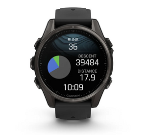 Garmin Fenix 8 AMOLED 43mm Sapphire Titanium Carbon Gray DLC with Black/Pebble Gray Silicone Band