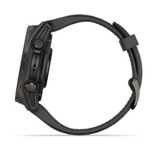 Load image into Gallery viewer, Garmin Fenix 8 AMOLED 43mm Sapphire Titanium Carbon Gray DLC with Black/Pebble Gray Silicone Band
