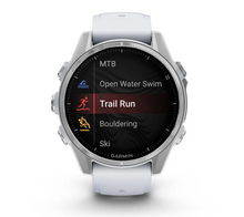 Load image into Gallery viewer, Garmin Fenix 8 AMOLED 43mm Stainless Steel Silver with Whitestone Silicone Band
