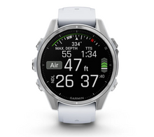 Load image into Gallery viewer, Garmin Fenix 8 AMOLED 43mm Stainless Steel Silver with Whitestone Silicone Band
