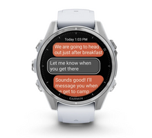 Load image into Gallery viewer, Garmin Fenix 8 AMOLED 43mm Stainless Steel Silver with Whitestone Silicone Band
