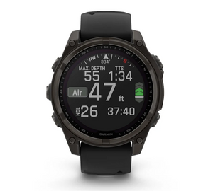 Garmin Fenix 8 47mm Solar Sapphire Carbon Gray DLC Titanium with Black/Pebble Gray Silicone Band