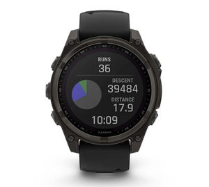 Garmin Fenix 8 47mm Solar Sapphire Carbon Gray DLC Titanium with Black/Pebble Gray Silicone Band