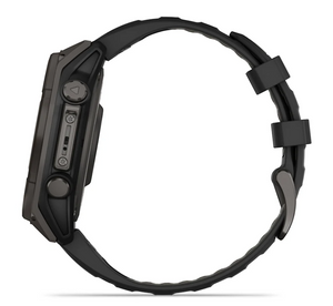 Garmin Fenix 8 47mm Solar Sapphire Carbon Gray DLC Titanium with Black/Pebble Gray Silicone Band