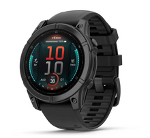 Load image into Gallery viewer, Garmin Fenix E 47mm AMOLED Slate Gray Steel with Black Silicone Band
