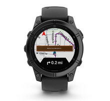 Load image into Gallery viewer, Garmin Fenix E 47mm AMOLED Slate Gray Steel with Black Silicone Band
