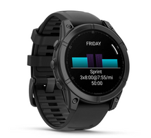 Load image into Gallery viewer, Garmin Fenix E 47mm AMOLED Slate Gray Steel with Black Silicone Band
