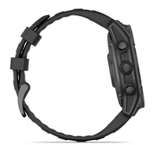 Load image into Gallery viewer, Garmin Fenix E 47mm AMOLED Slate Gray Steel with Black Silicone Band
