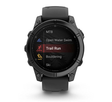 Load image into Gallery viewer, Garmin Fenix E 47mm AMOLED Slate Gray Steel with Black Silicone Band
