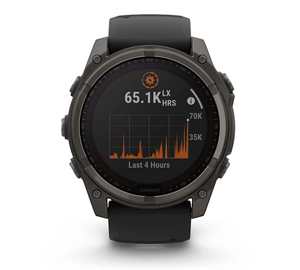 Garmin Fenix 8 51mm Solar Sapphire Carbon Gray DLC Titanium with Black/Pebble Gray Silicone Band