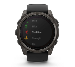 Garmin Fenix 8 51mm Solar Sapphire Carbon Gray DLC Titanium with Black/Pebble Gray Silicone Band