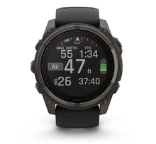 Load image into Gallery viewer, Garmin Fenix 8 51mm Solar Sapphire Carbon Gray DLC Titanium with Black/Pebble Gray Silicone Band
