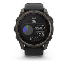 Load image into Gallery viewer, Garmin Fenix 8 51mm Solar Sapphire Carbon Gray DLC Titanium with Black/Pebble Gray Silicone Band
