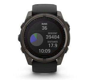 Garmin Fenix 8 51mm Solar Sapphire Carbon Gray DLC Titanium with Black/Pebble Gray Silicone Band