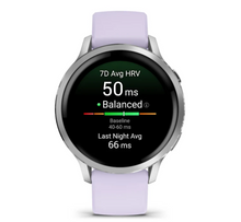 Load image into Gallery viewer, Garmin Venu 4 - 41mm Silver with Periwinkle Silicone Band (Pre-order)
