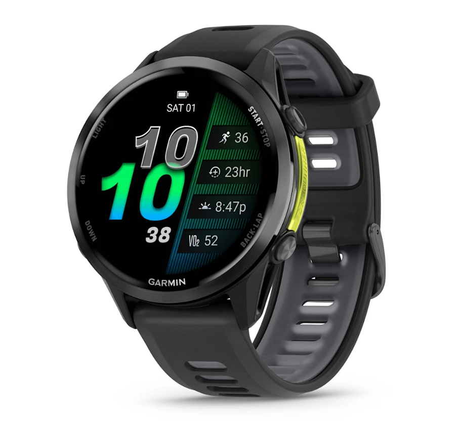 Forerunner 970 Carbon Gray DLC Titanium with Black Case and Black/Translucent Whitestone Band