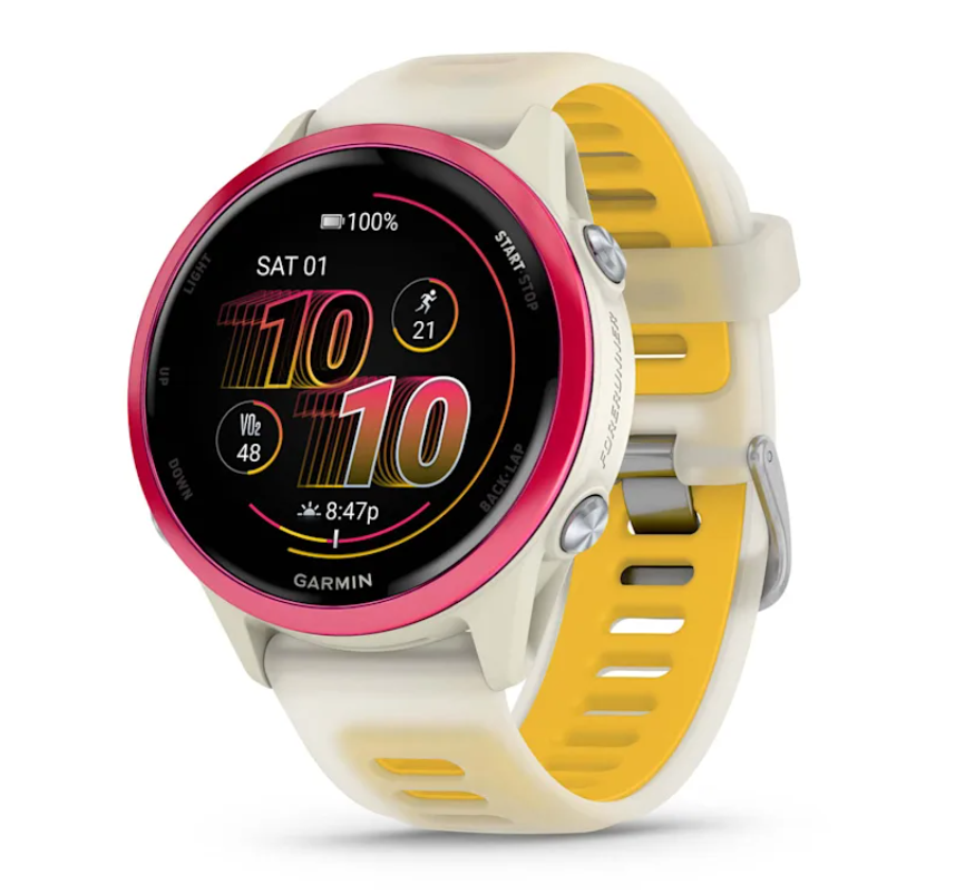 Garmin Forerunner 570 - 42mm Raspberry Aluminum with Translucent Bone/Mango Band