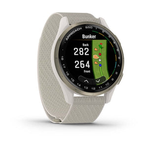 Garmin Approach S50 Cream Gold Aluminum Bezel with Ivory ComfortFit Nylon Band