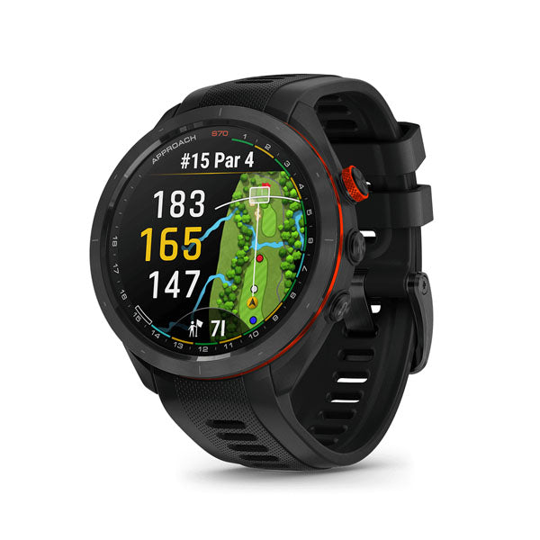 Garmin Approach S70 (47mm) Black Ceramic Bezel with Black Silicone Band
