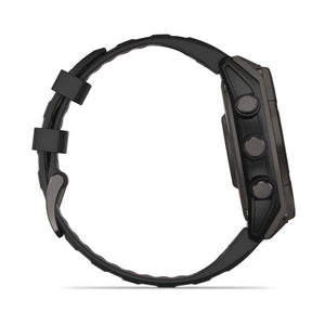 Garmin Fenix 8 47mm Solar Sapphire Carbon Gray DLC Titanium with Black/Pebble Gray Silicone Band